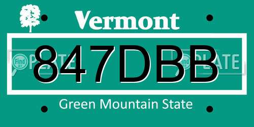 847DBB Vermont License Plate