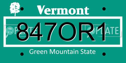 847OR1 Vermont License Plate