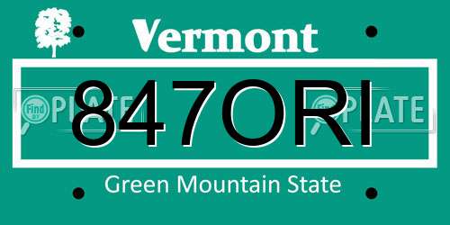 847ORI Vermont License Plate