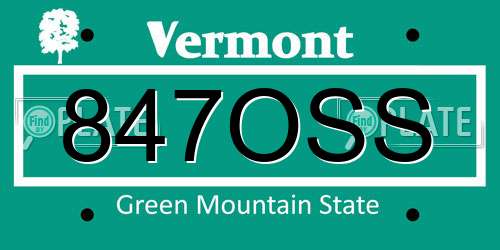 847OSS Vermont License Plate