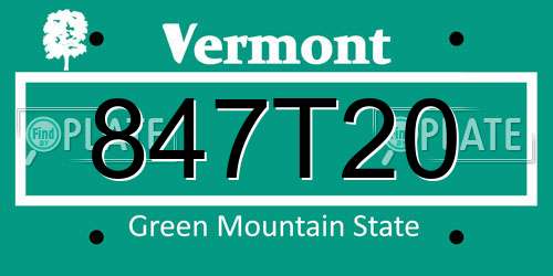 847T20 Vermont License Plate