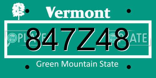 847Z48 Vermont License Plate