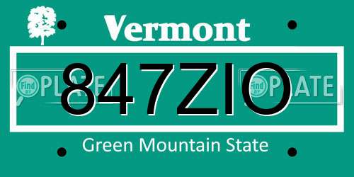 847ZIO Vermont License Plate