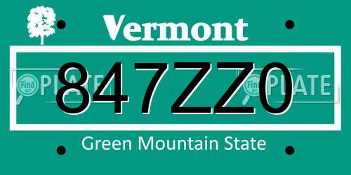 847ZZ0 Vermont License Plate