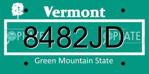 8482JD Vermont License Plate