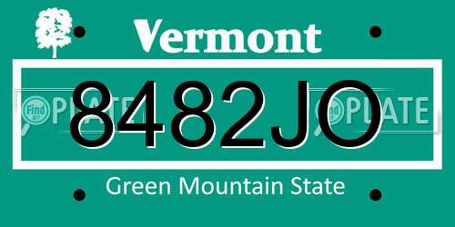 8482JO Vermont License Plate
