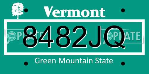 8482JQ Vermont License Plate