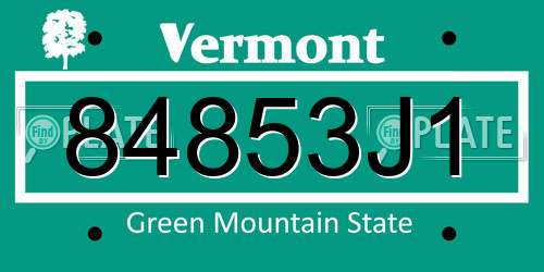 84853J1 Vermont License Plate