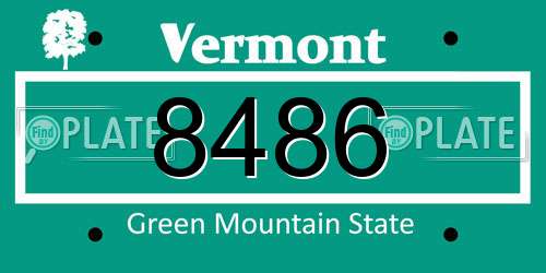 8486 Vermont License Plate