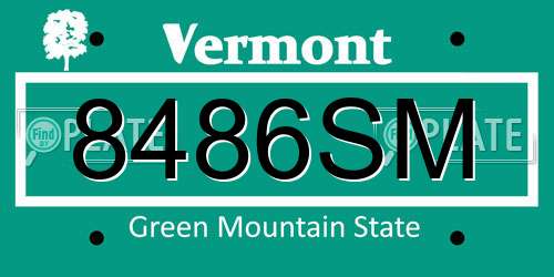8486SM Vermont License Plate