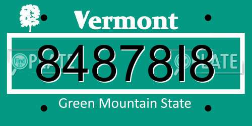 84878I8 Vermont License Plate