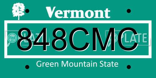 848CMC Vermont License Plate