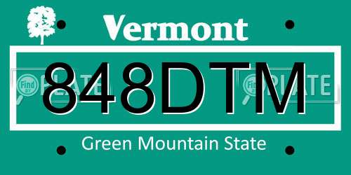 848DTM Vermont License Plate