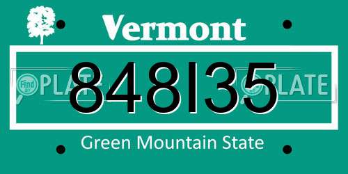 848I35 Vermont License Plate