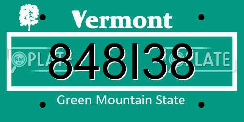 848I38 Vermont License Plate