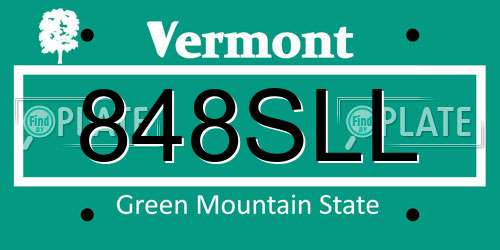848SLL Vermont License Plate