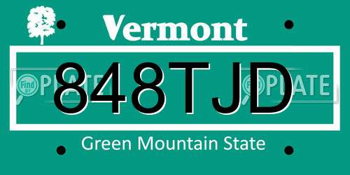 848TJD Vermont License Plate