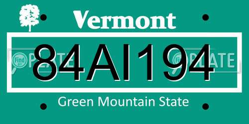 84AI194 Vermont License Plate