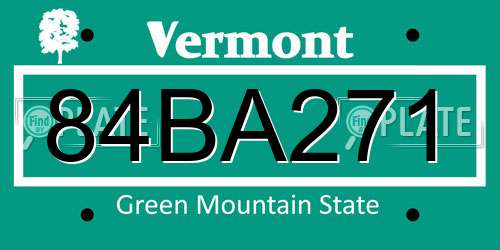 84BA271 Vermont License Plate