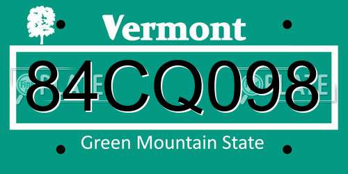 84CQ098 Vermont License Plate