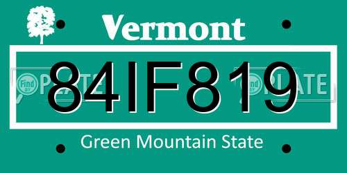 84IF819 Vermont License Plate