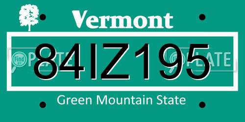 84IZ195 Vermont License Plate