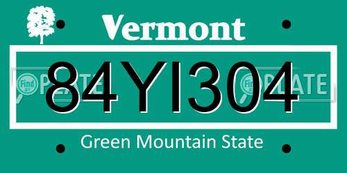 84YI304 Vermont License Plate