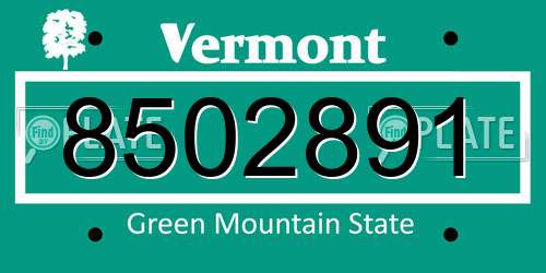 8502891 Vermont License Plate