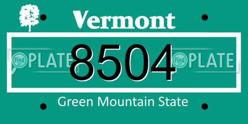 8504 Vermont License Plate