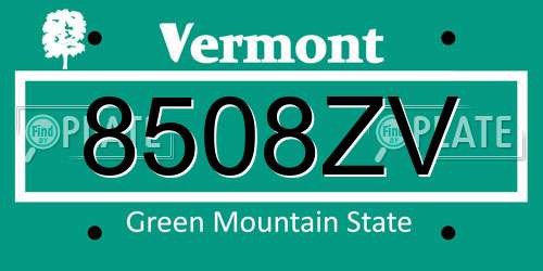 8508ZV Vermont License Plate