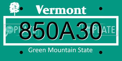 850A30 Vermont License Plate