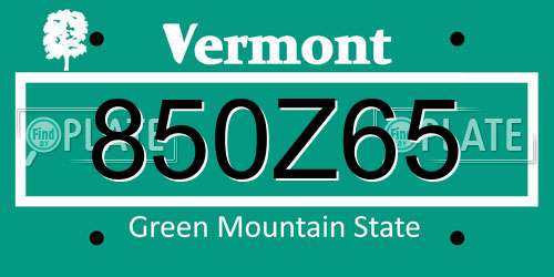 850Z65 Vermont License Plate