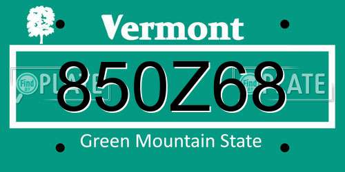 850Z68 Vermont License Plate