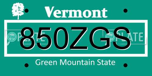 850ZGS Vermont License Plate