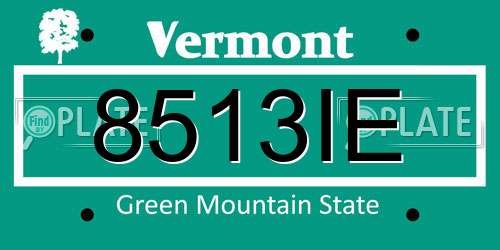 8513IE Vermont License Plate