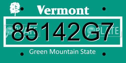 85142G7 Vermont License Plate