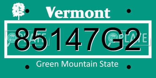85147G2 Vermont License Plate