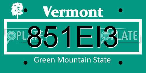 851EI3 Vermont License Plate