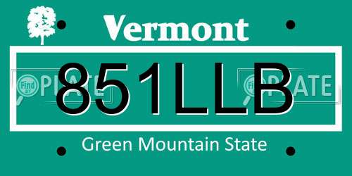 851LLB Vermont License Plate