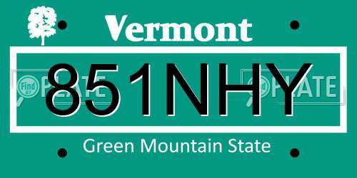 851NHY Vermont License Plate