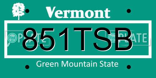 851TSB Vermont License Plate