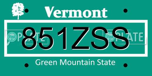 851ZSS Vermont License Plate