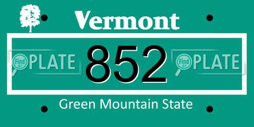 852 Vermont License Plate
