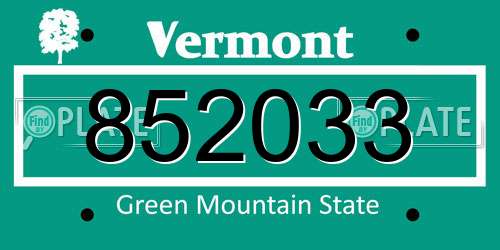 852033 Vermont License Plate