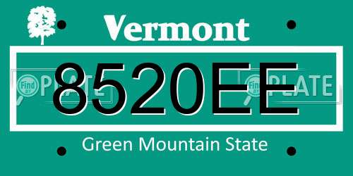 8520EE Vermont License Plate