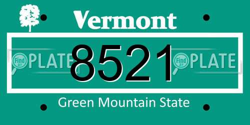 8521 Vermont License Plate