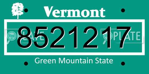 8521217 Vermont License Plate