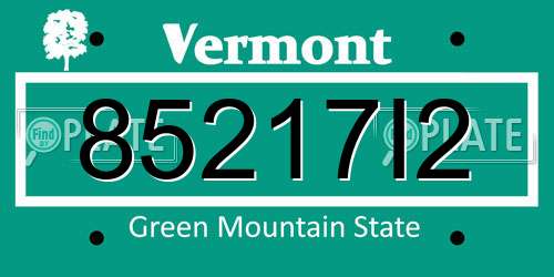 85217I2 Vermont License Plate