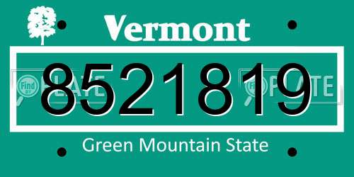 8521819 Vermont License Plate