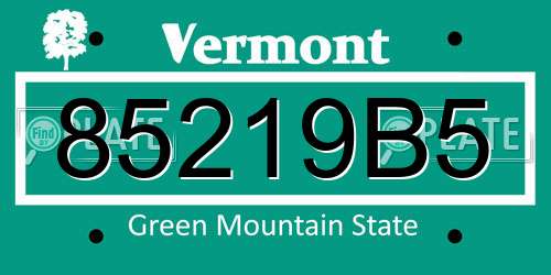 85219B5 Vermont License Plate